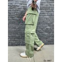 Cep Detay Yeşil Baggy Pantolon