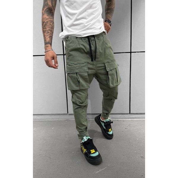 Paça Cırt Cırt Cep Detay Haki Jogger