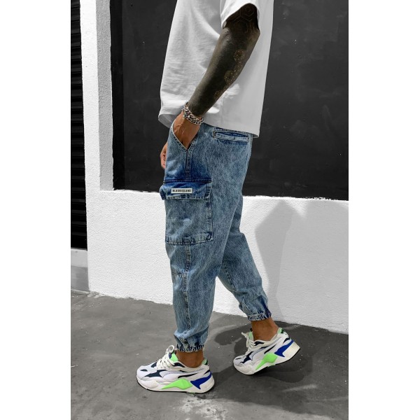 Paça Lastik Sade Mavi Jogger