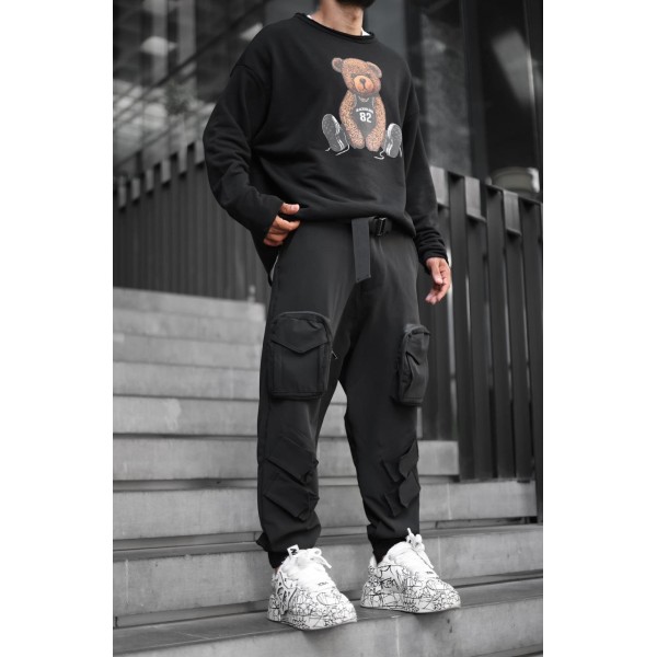 Kalburüstü Tasarım Siyah Jogger