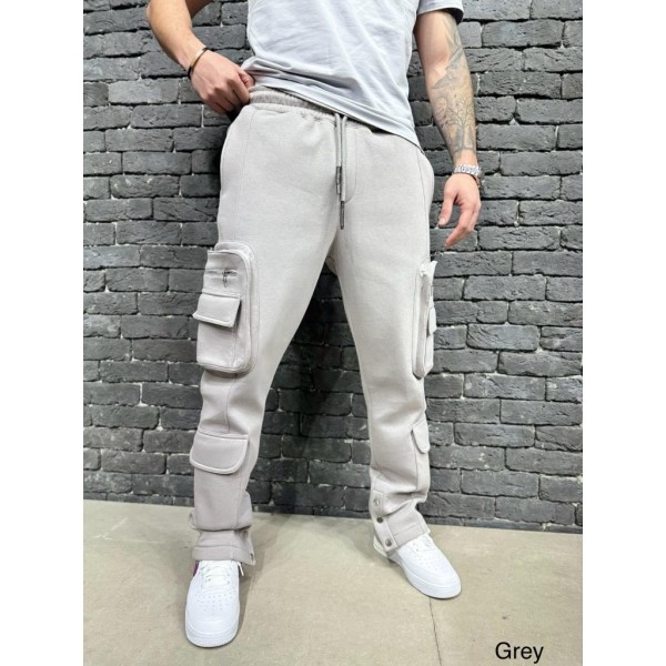 Özel Tasarım Gri Cep Detay Dökümlü Jogger
