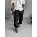 Sade Siyah İp İnce Kumaş Baggy Pantolon