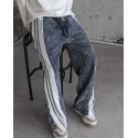 Kırçıllı Yanlar Beyaz Çizgi Detay Baggy Pantolon