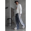 Kırçıllı Yanlar Beyaz Çizgi Detay Baggy Pantolon