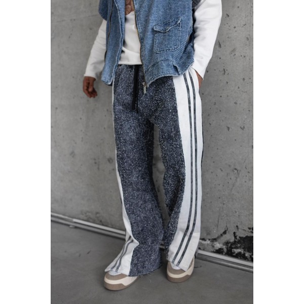 Kırçıllı Yanlar Beyaz Çizgi Detay Baggy Pantolon