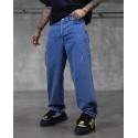Topuk Yırtık Sademsi Mavi Baggy Pantolon