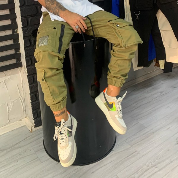 Yeşil Önler Cep Detay Paça Lastik Jogger