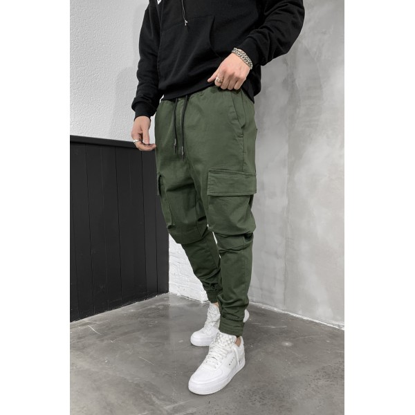 Yeşil Paça Cırt Cırt Cep Detay Jogger