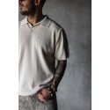 Polo Yaka Bej Bambaşka Kumaş Tişört