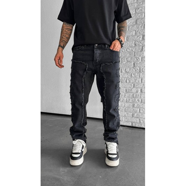 Siyah Yanlar Özel Tasarım Baggy Pantolon