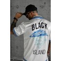 BLACK ISLAND Beyaz Mavi Çizgi Detay Saten Gömlek Şort Takım