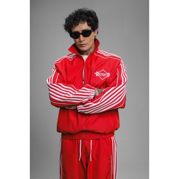 Alt Üst Çizgi Detaylar Kırmızı Özel Tasarım Baggy Eşofman Takımı