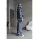 Gri Yıkamalı Yanlar Özel Tasarım Baggy Pantolon Oversize Sweatshirt Takım