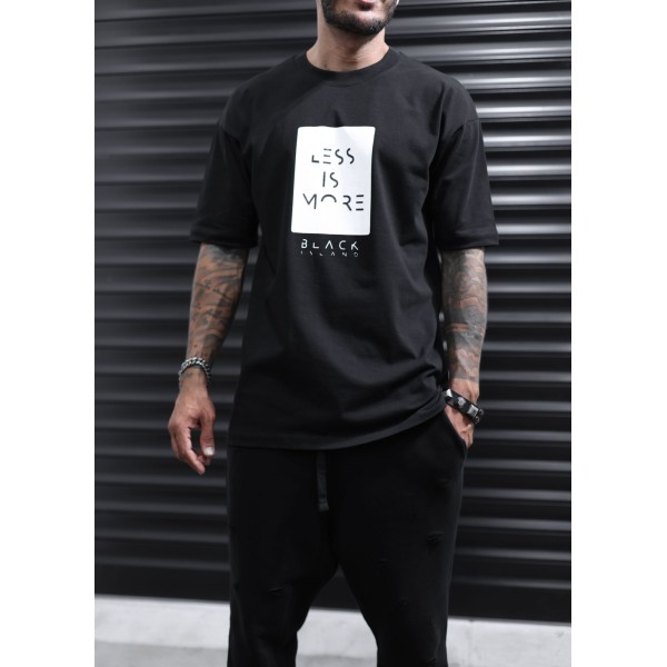 LESS IS MORE Siyah Oversize Tişört