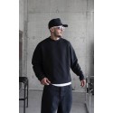 Simsiyah Sap Sade Kapüşonsuz Sweatshirt