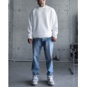 Beyaz Kapüşonsuz Sap Sade Sweatshirt