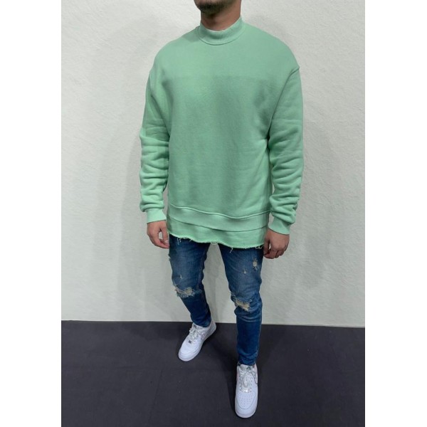 Sade Mint Rengi Kapüşonsuz Sweatshirt